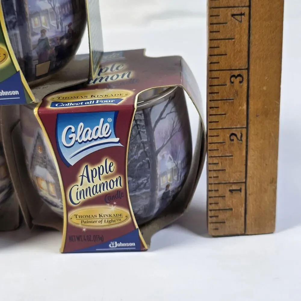 Vintage 2004 Glade Thomas Kinkade Candle Lot of 3 Apple Cinnamon Glistening Snow